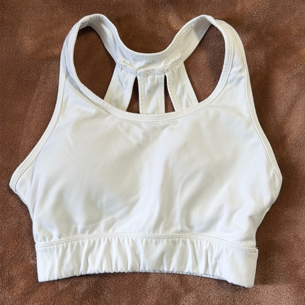 NVGTN White High-Neck Strappy Back Sports Bra